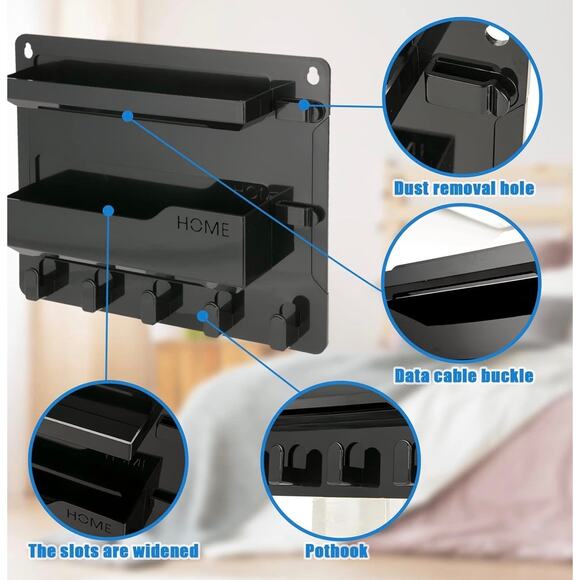 New in box Bedside wall black shelf measurements 8.9" x 10.2" - Picture 8 of 9